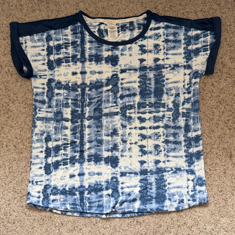 Lucky Brand Blue and White T-Shirt
